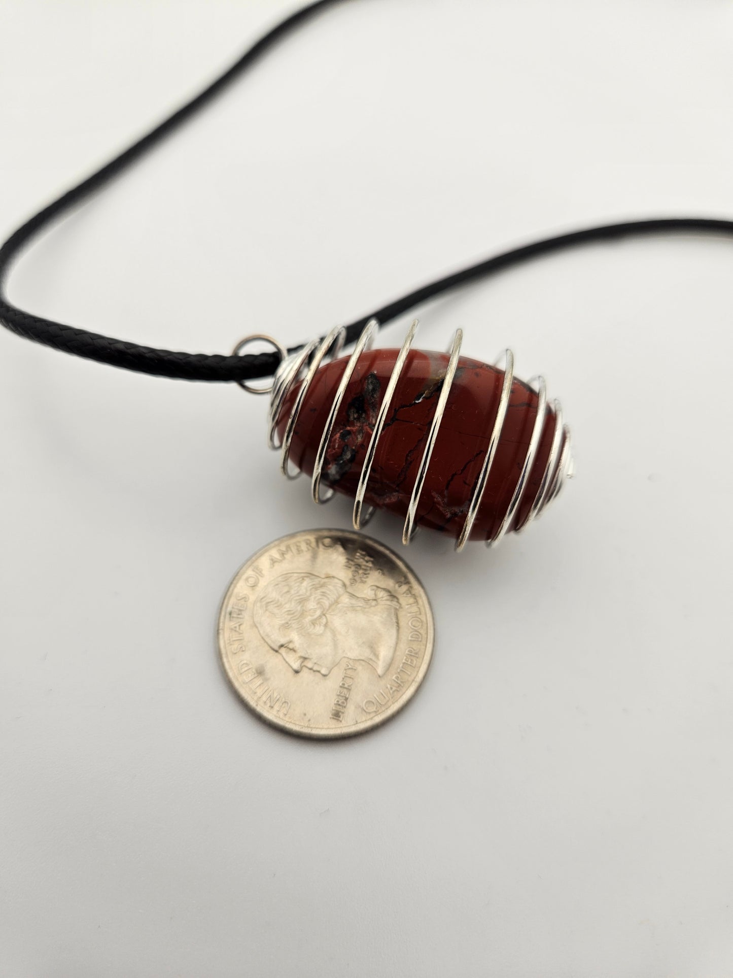 RED JASPER SPIRAL CAGE PENDANT