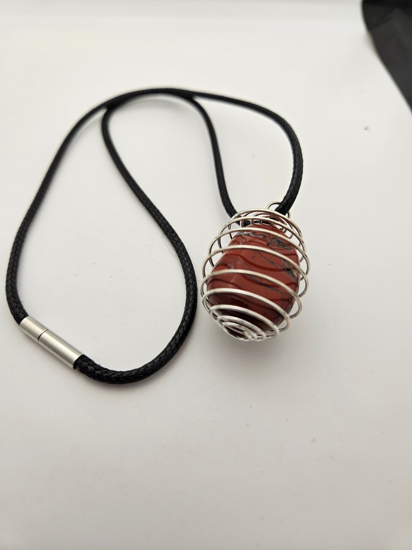 RED JASPER SPIRAL CAGE PENDANT