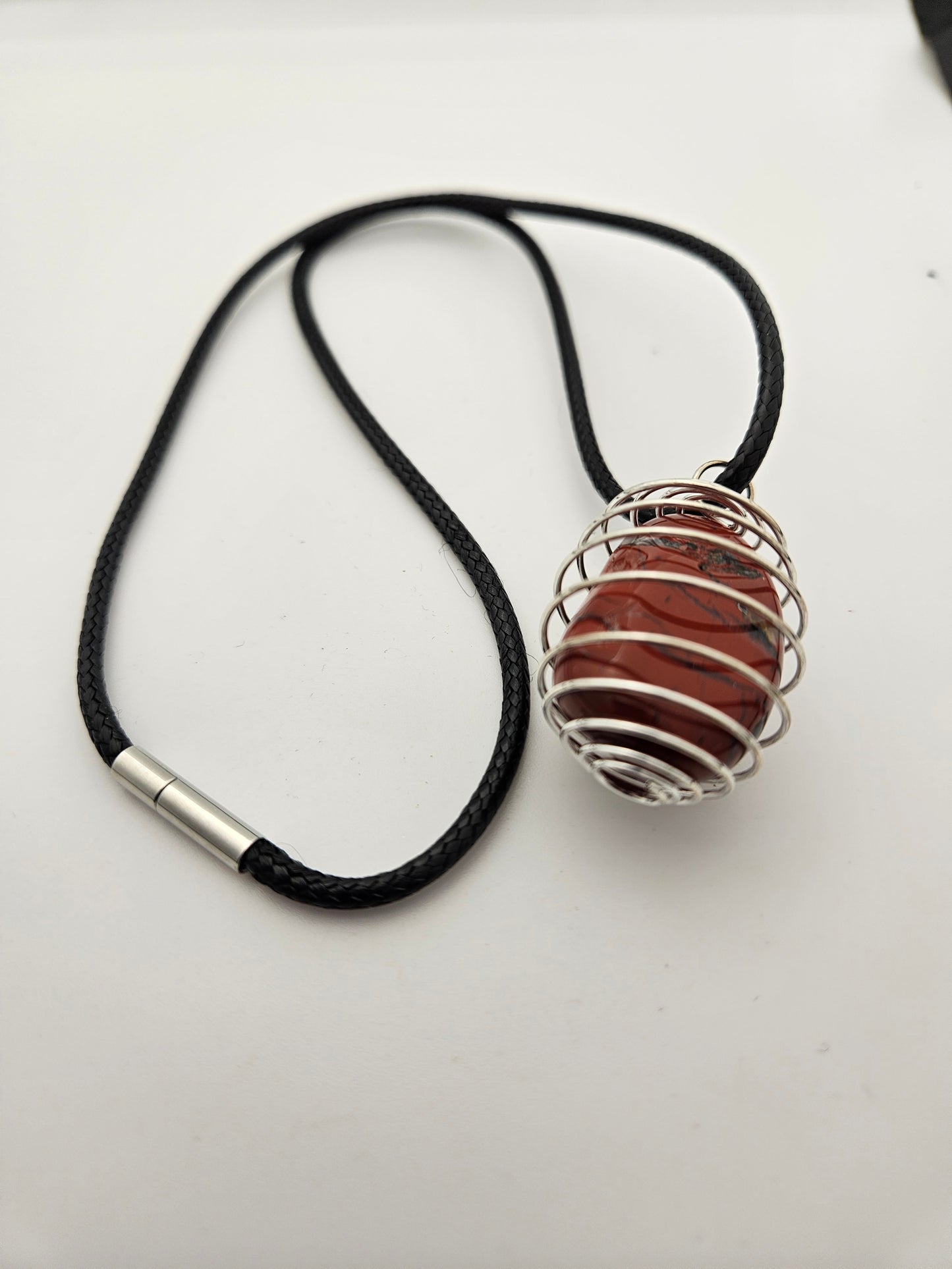RED JASPER SPIRAL CAGE PENDANT