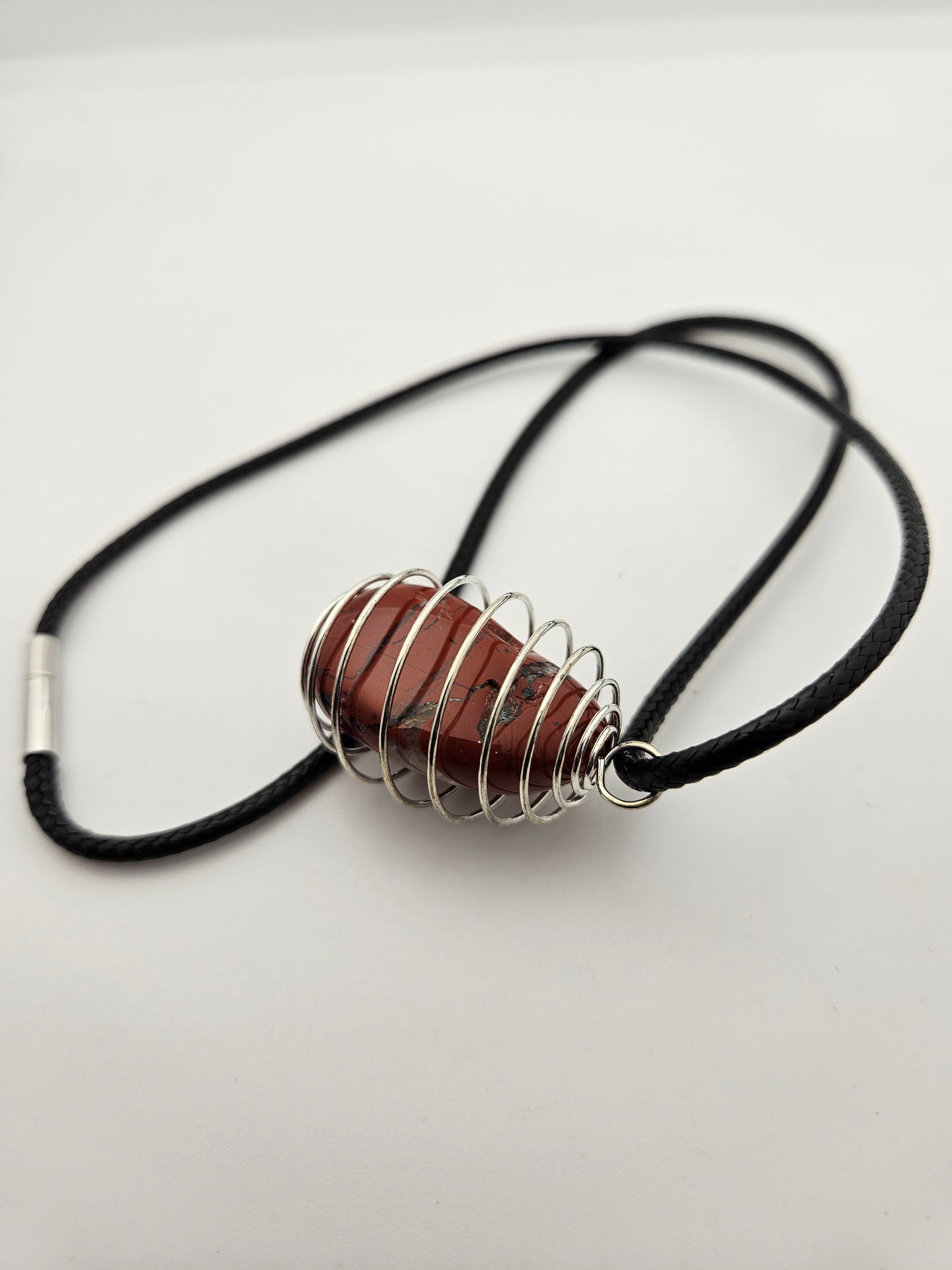 RED JASPER SPIRAL CAGE PENDANT