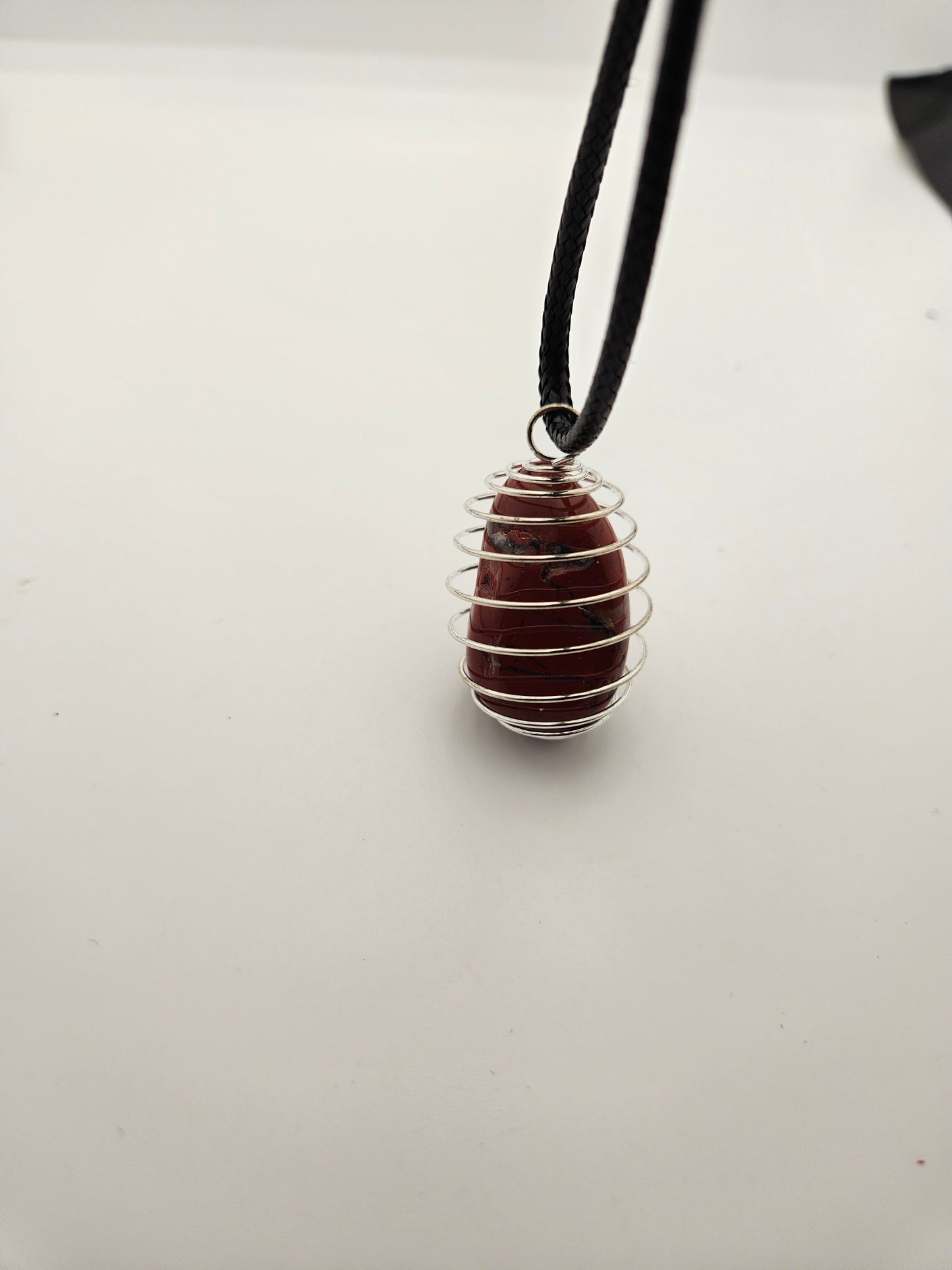 RED JASPER SPIRAL CAGE PENDANT
