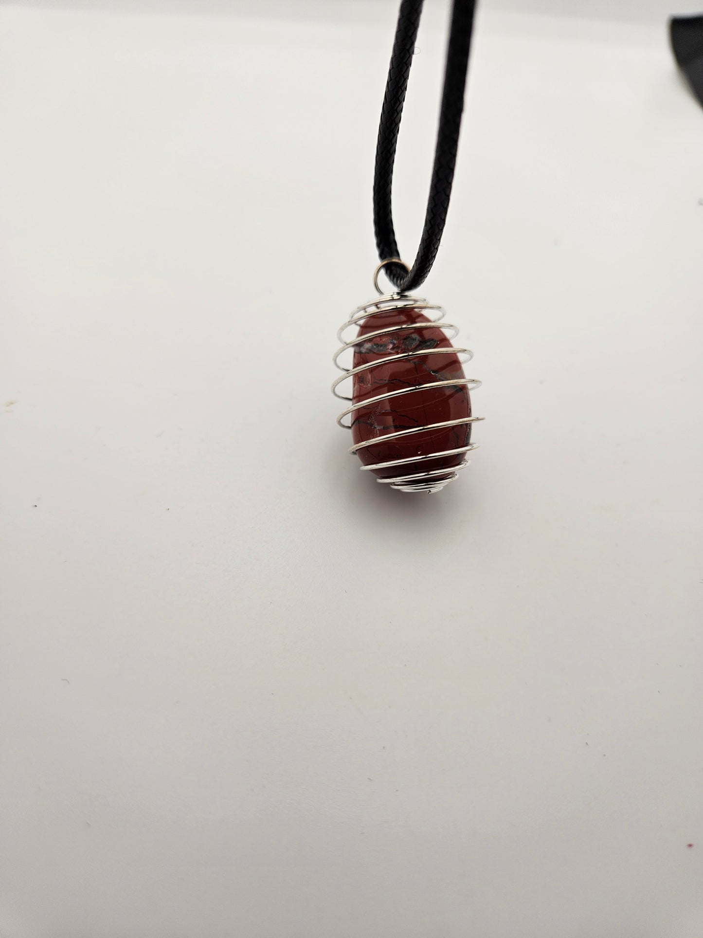 RED JASPER SPIRAL CAGE PENDANT