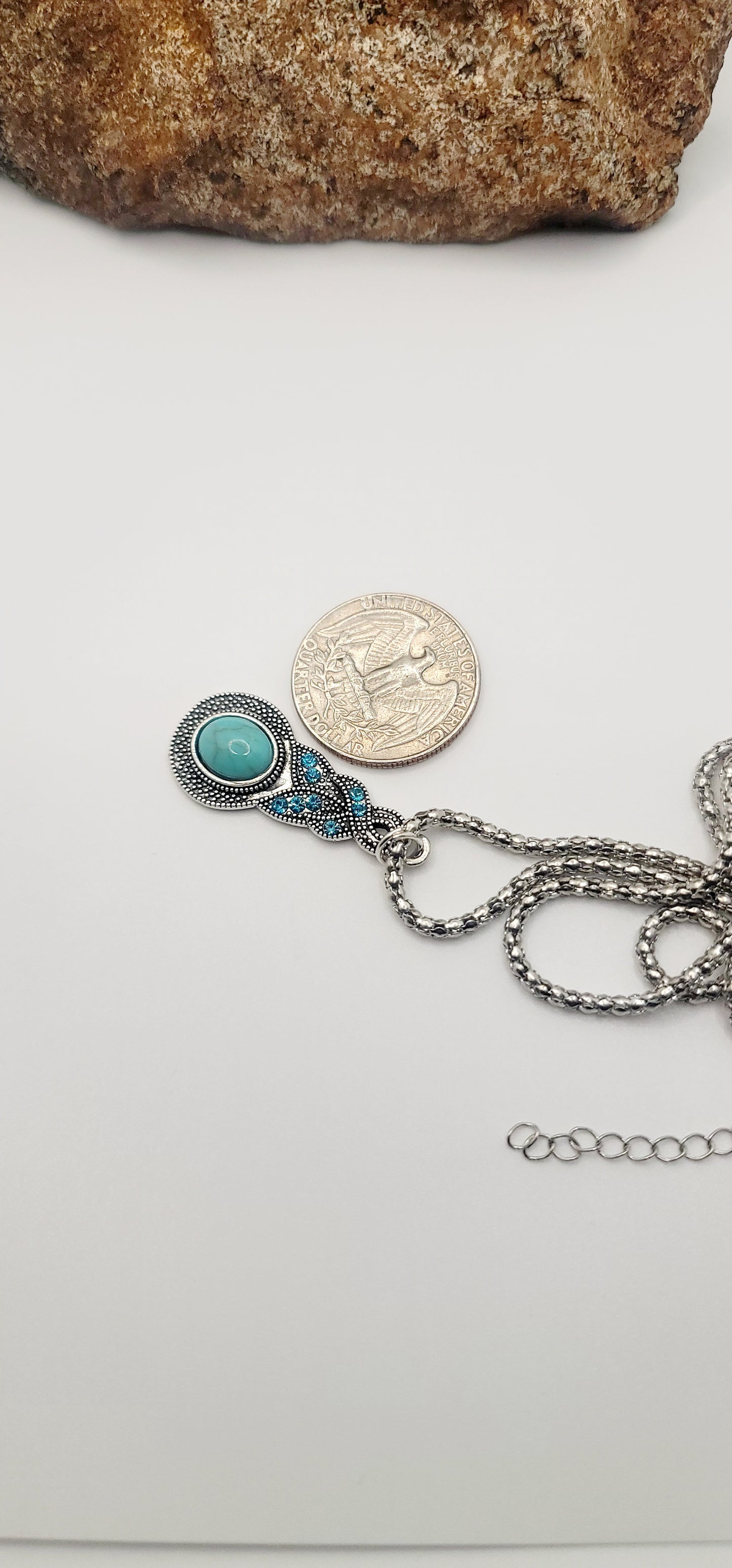 Delightful inlaid turquoise drop earring and necklace set.