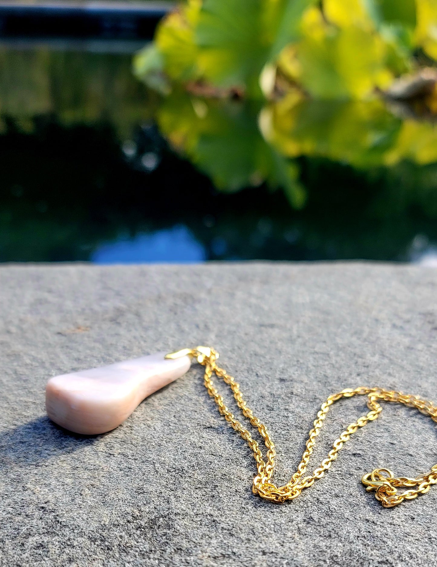 Elegant semi translucent pink milky quartz pendant. Perfect bold statement piece. Go ahead and make that statement without saying a word. If you prefer to be low-key, give it as a gift to that special someone...we have something else just for you!