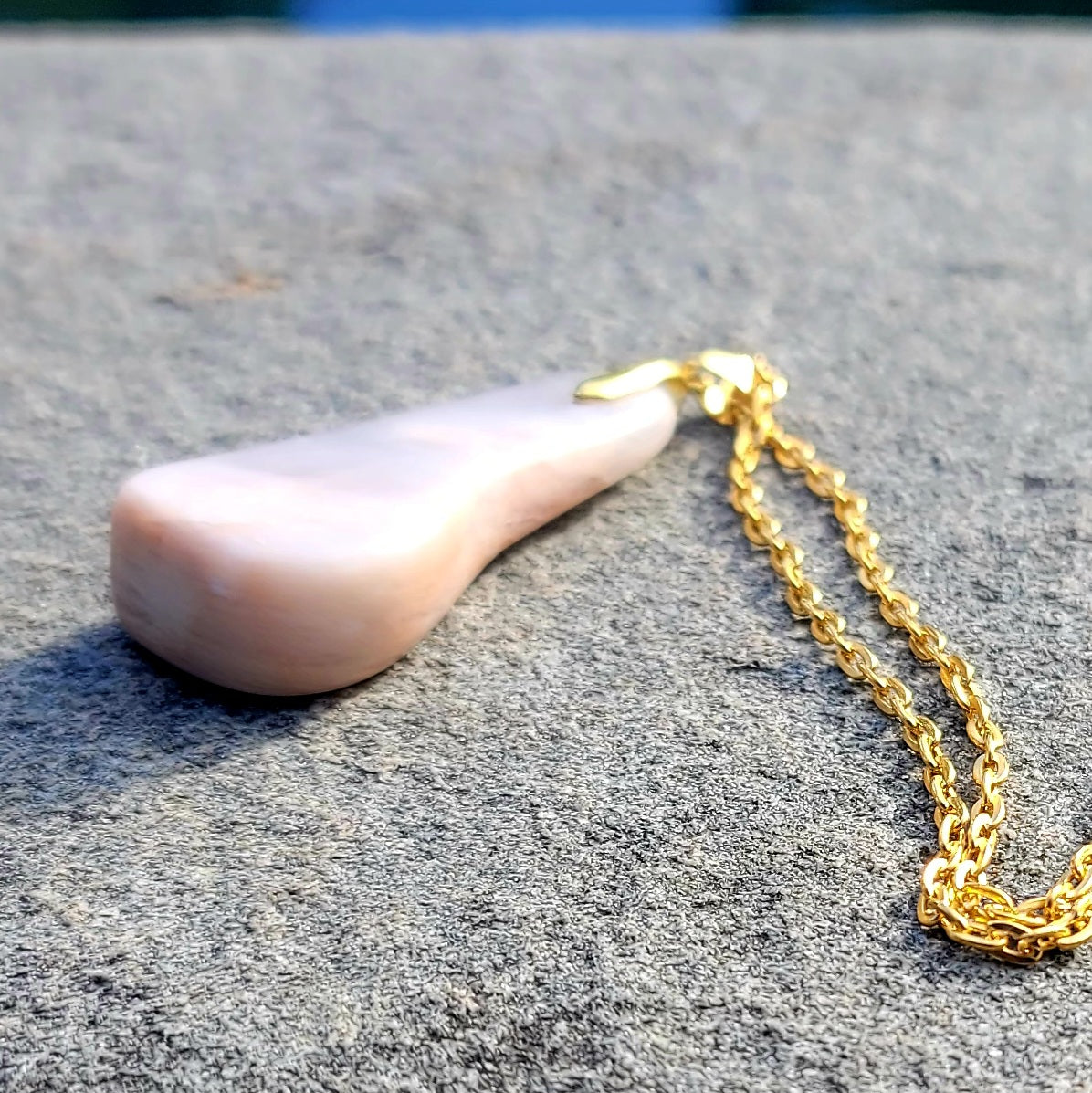 Elegant semi translucent pink milky quartz pendant. Perfect bold statement piece. Go ahead and make that statement without saying a word. If you prefer to be low-key, give it as a gift to that special someone...we have something else just for you!