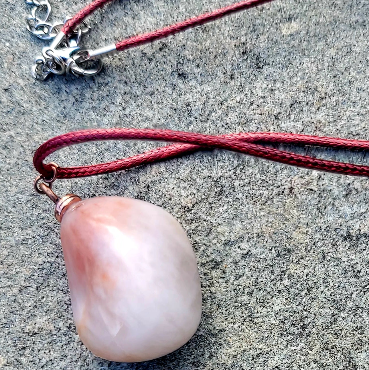 RED AND WHITE ROSE QUARTZ PENDANT