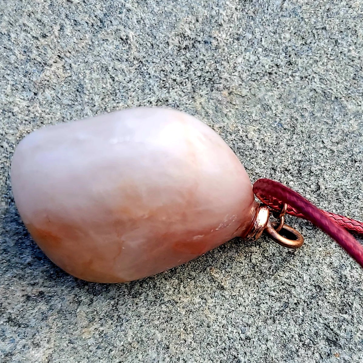 RED AND WHITE ROSE QUARTZ PENDANT