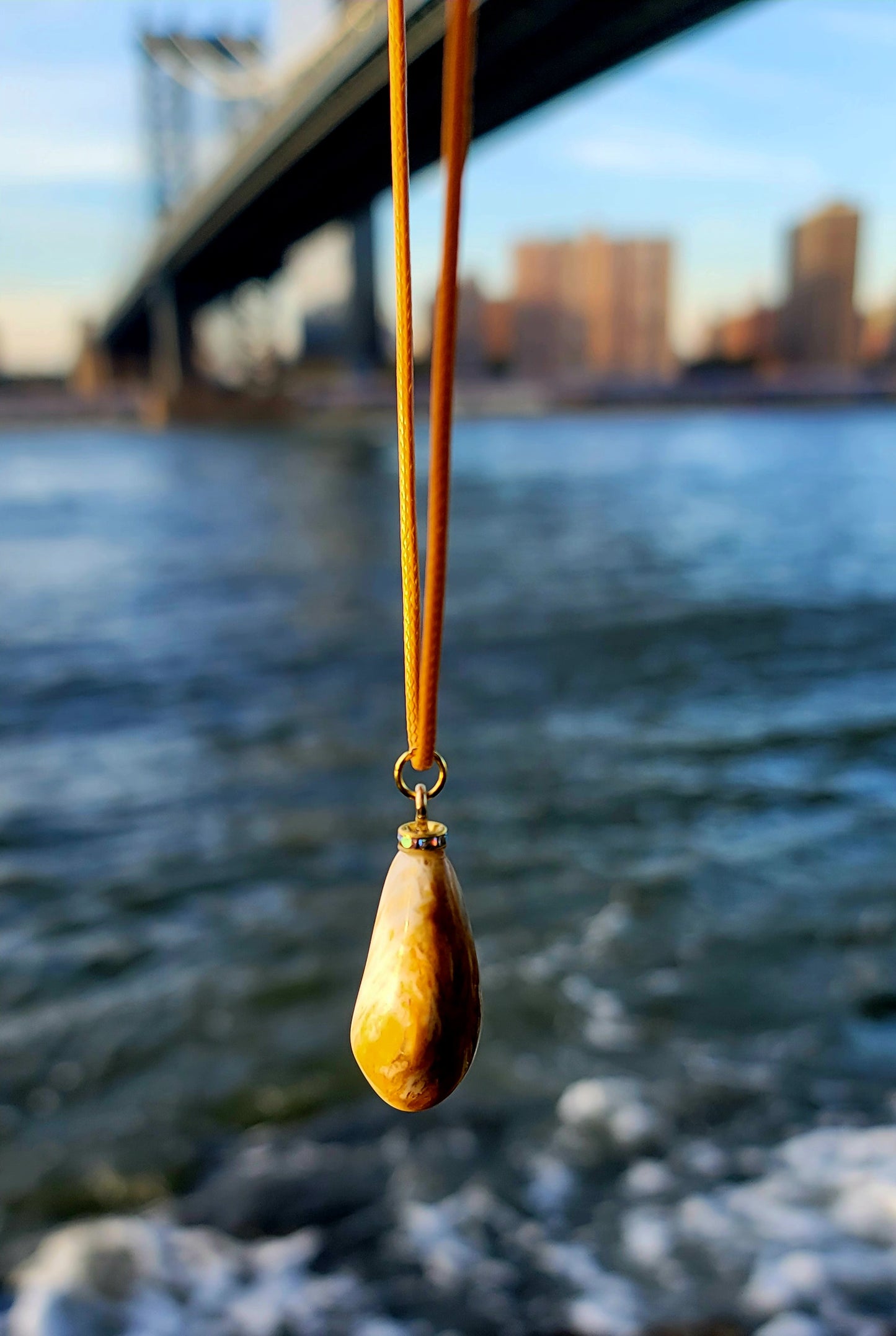 Golden Yellow quartz pendant. When you get this, take a good look into the stone and be amazed by the intricate patterns that were formed hundreds of thousands of years ago.