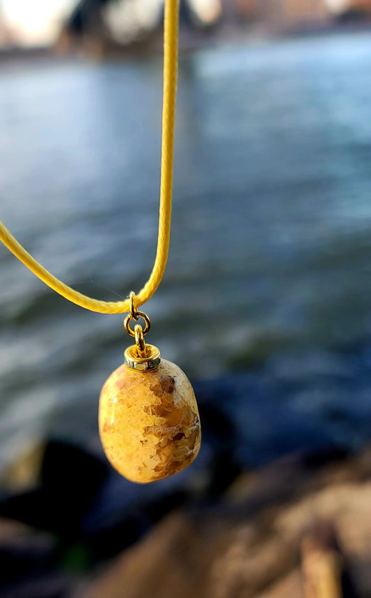 YELLOW GRANITE PENDANT NECKLACE