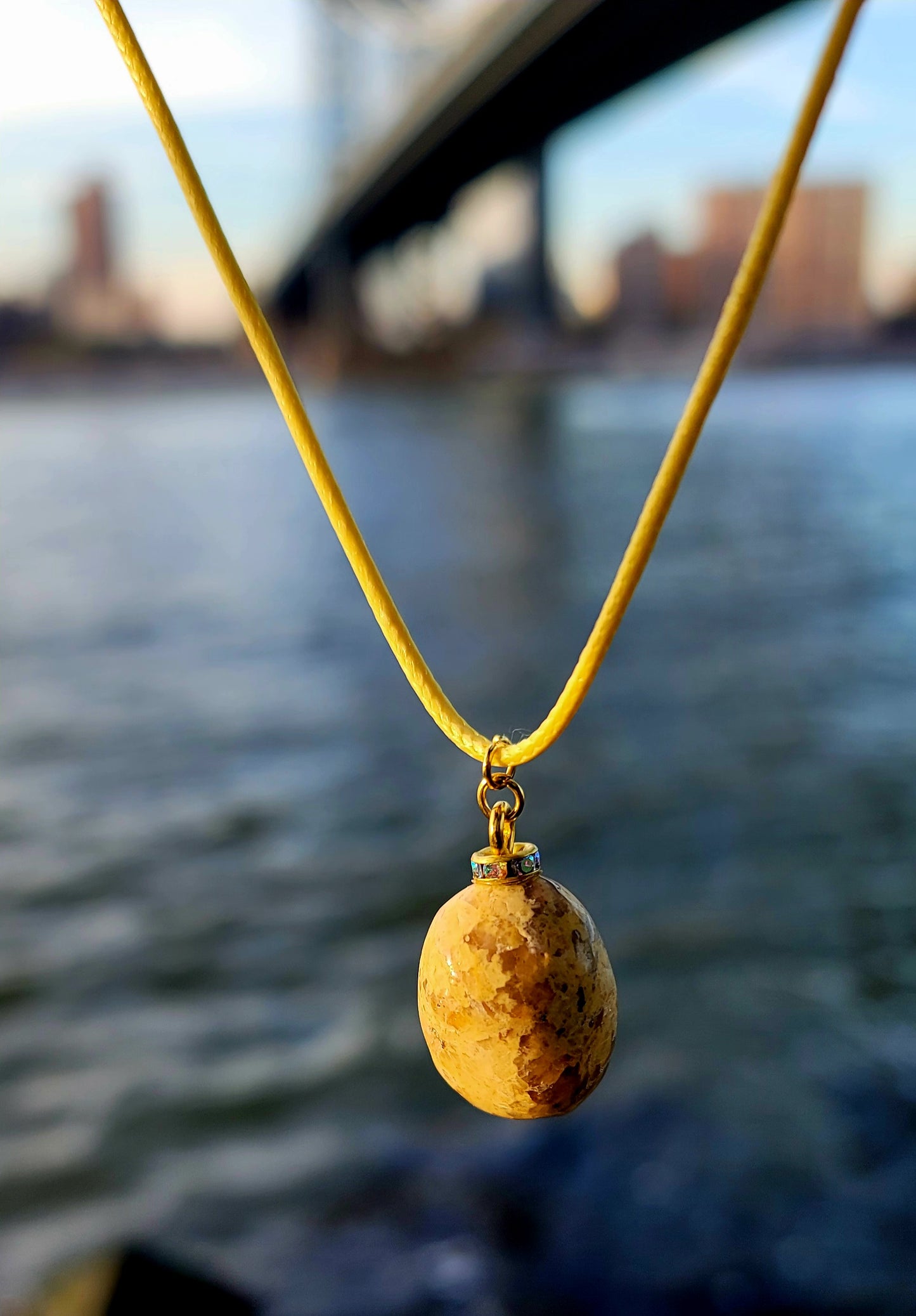 YELLOW GRANITE PENDANT NECKLACE