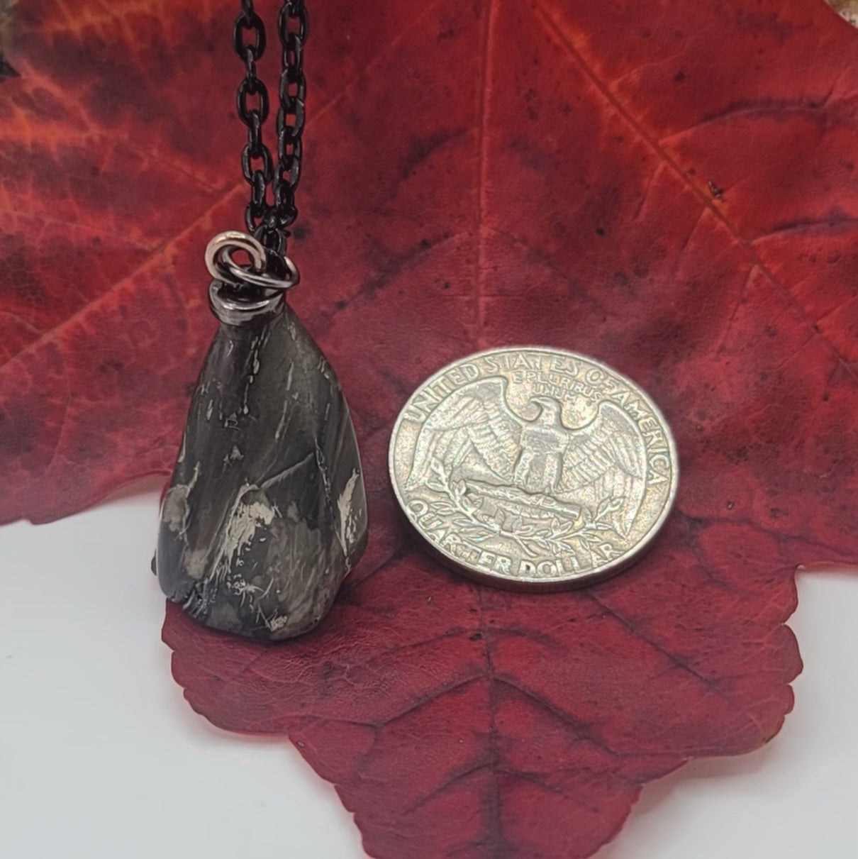 WHITE, BLACK AND GREY JASPER PENDANT