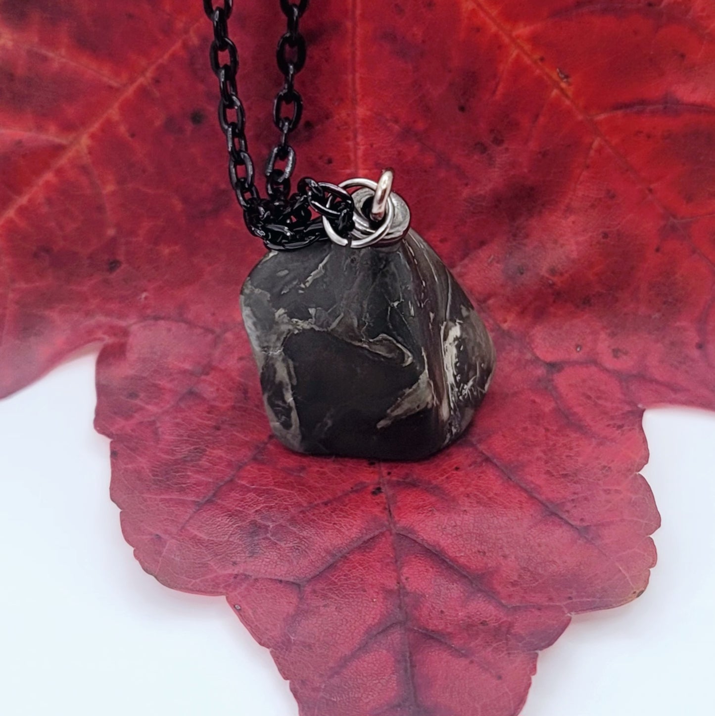 WHITE, BLACK AND GREY JASPER PENDANT