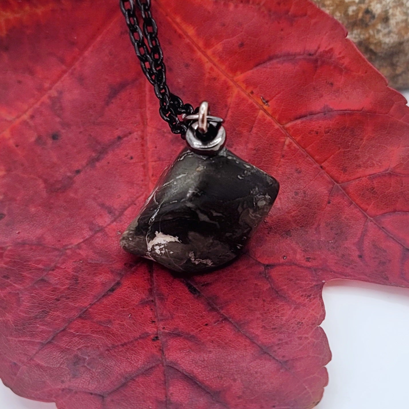 WHITE, BLACK AND GREY JASPER PENDANT