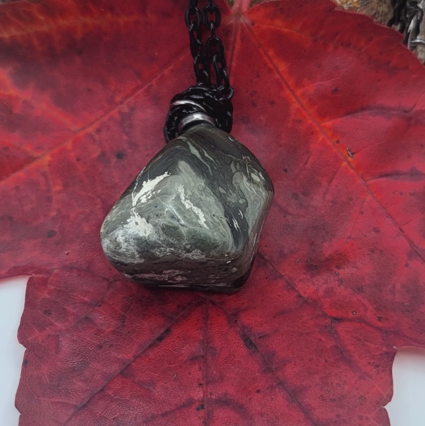 WHITE, BLACK AND GREY JASPER PENDANT