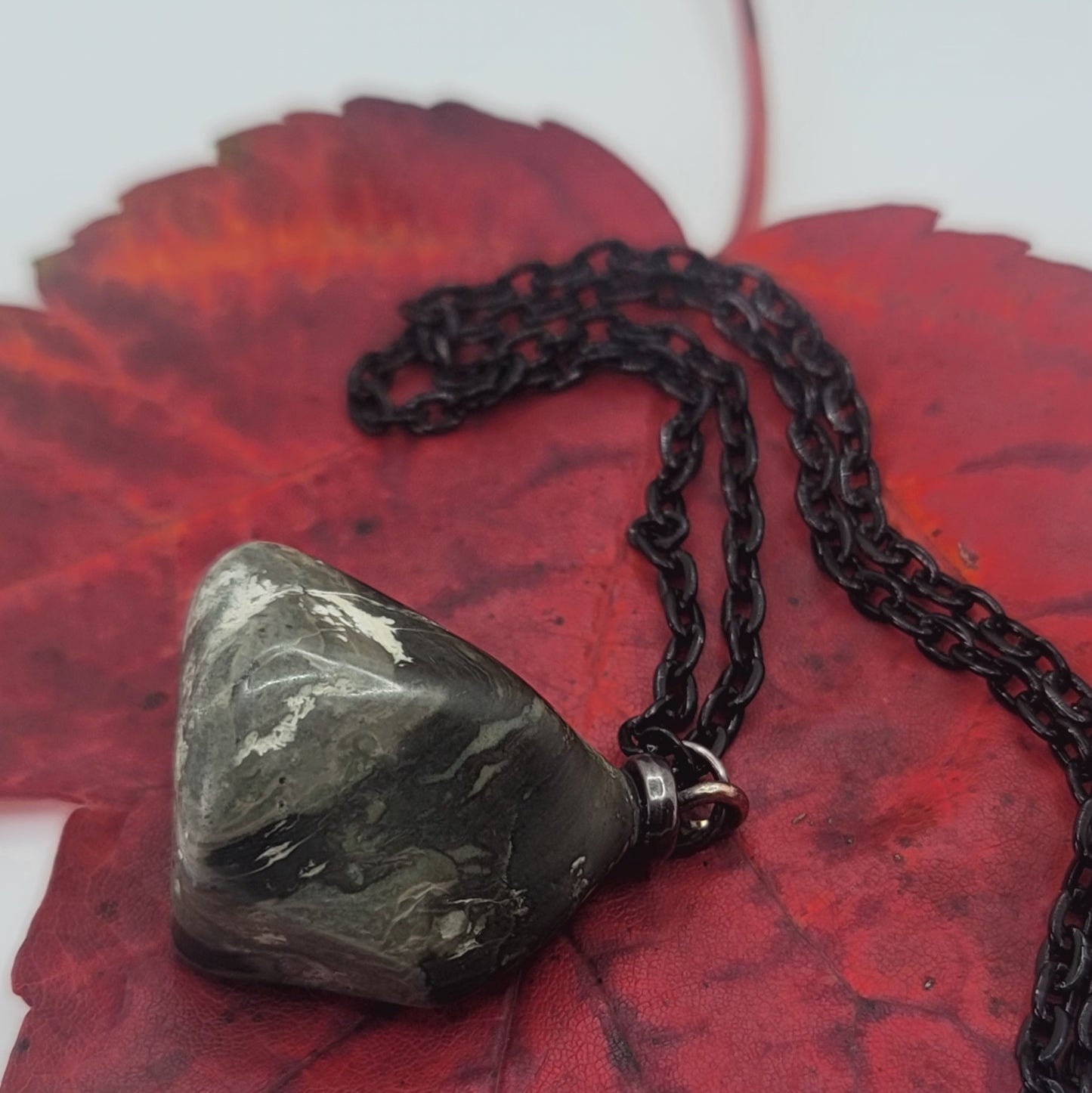 WHITE, BLACK AND GREY JASPER PENDANT