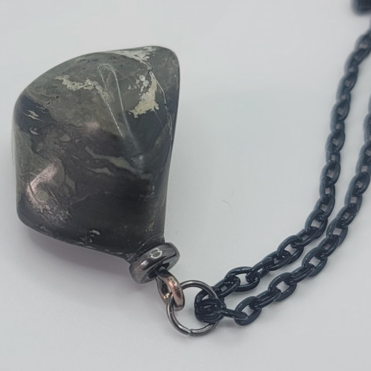 WHITE, BLACK AND GREY JASPER PENDANT