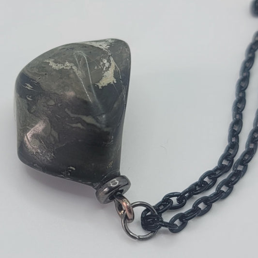 WHITE, BLACK AND GREY JASPER PENDANT