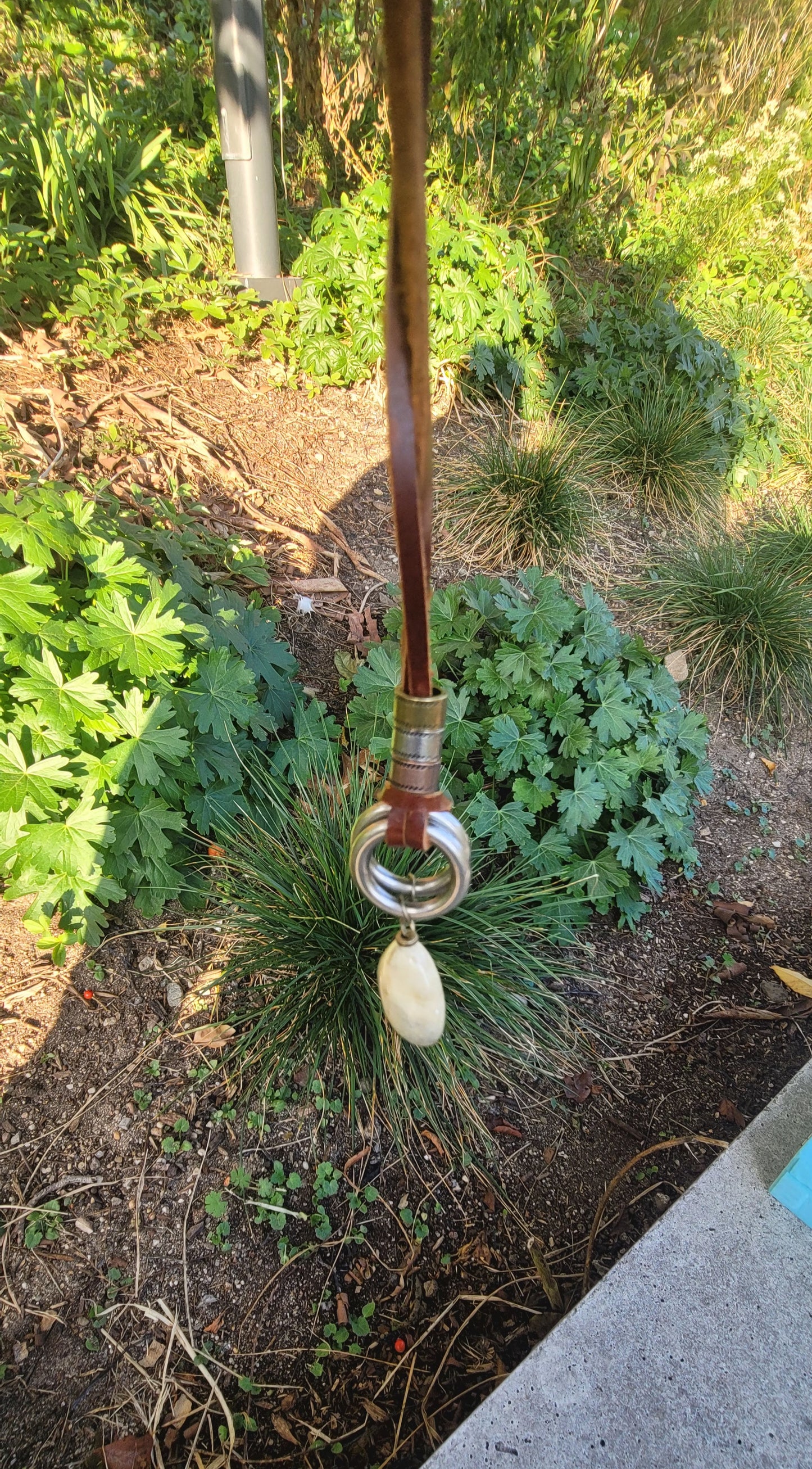 BOLD GREY & WHITE QUARTZ PENDANT.