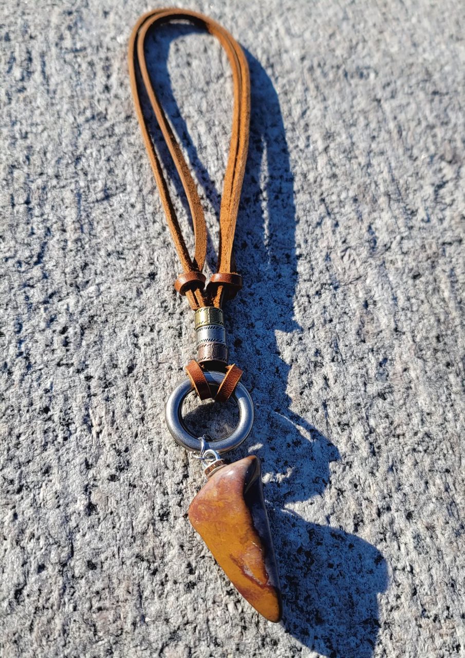 BOLD DESERT JASPER PENDANT NECKLACE.