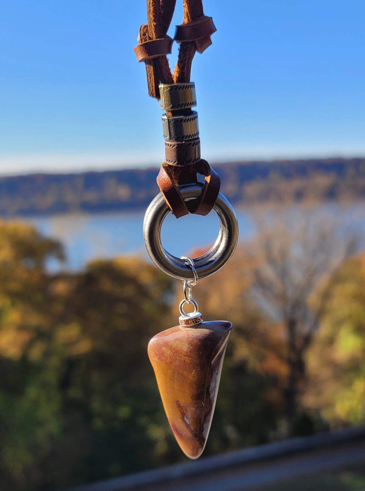 BOLD DESERT JASPER PENDANT NECKLACE.