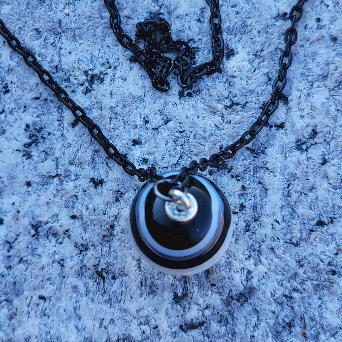 Fascinating Black and White Agate necklace that is sure to delight, with its elegance and uniqueness. Perfect gift for the holiday and beyond. Get it for him or her.