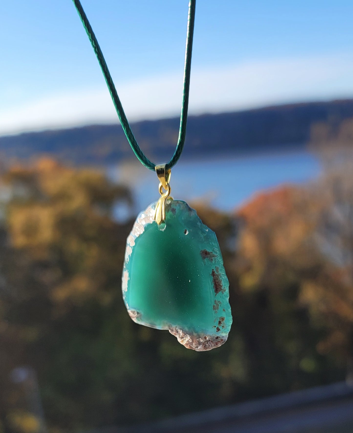 Unique Green Agate Pendant necklace