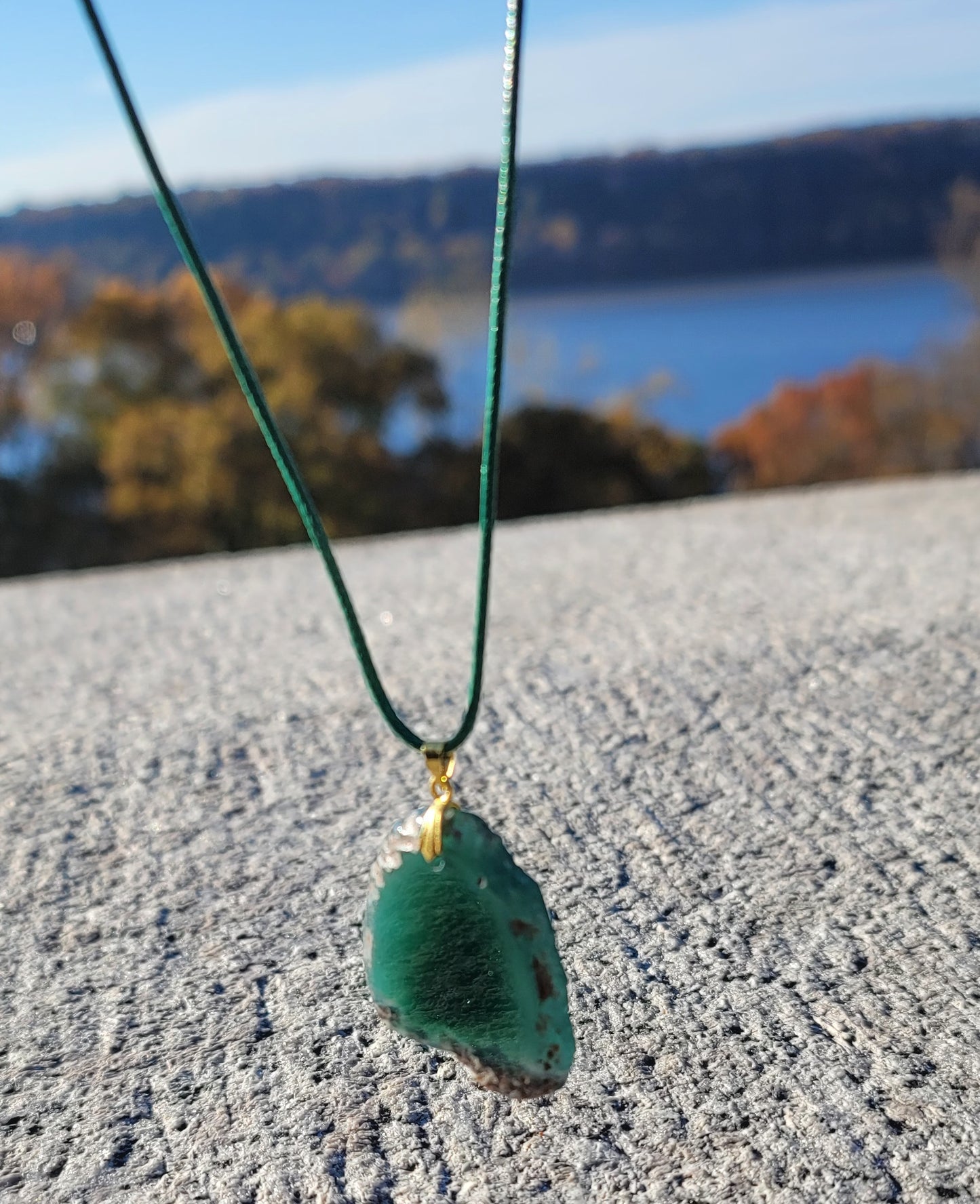 Unique Green Agate Pendant necklace