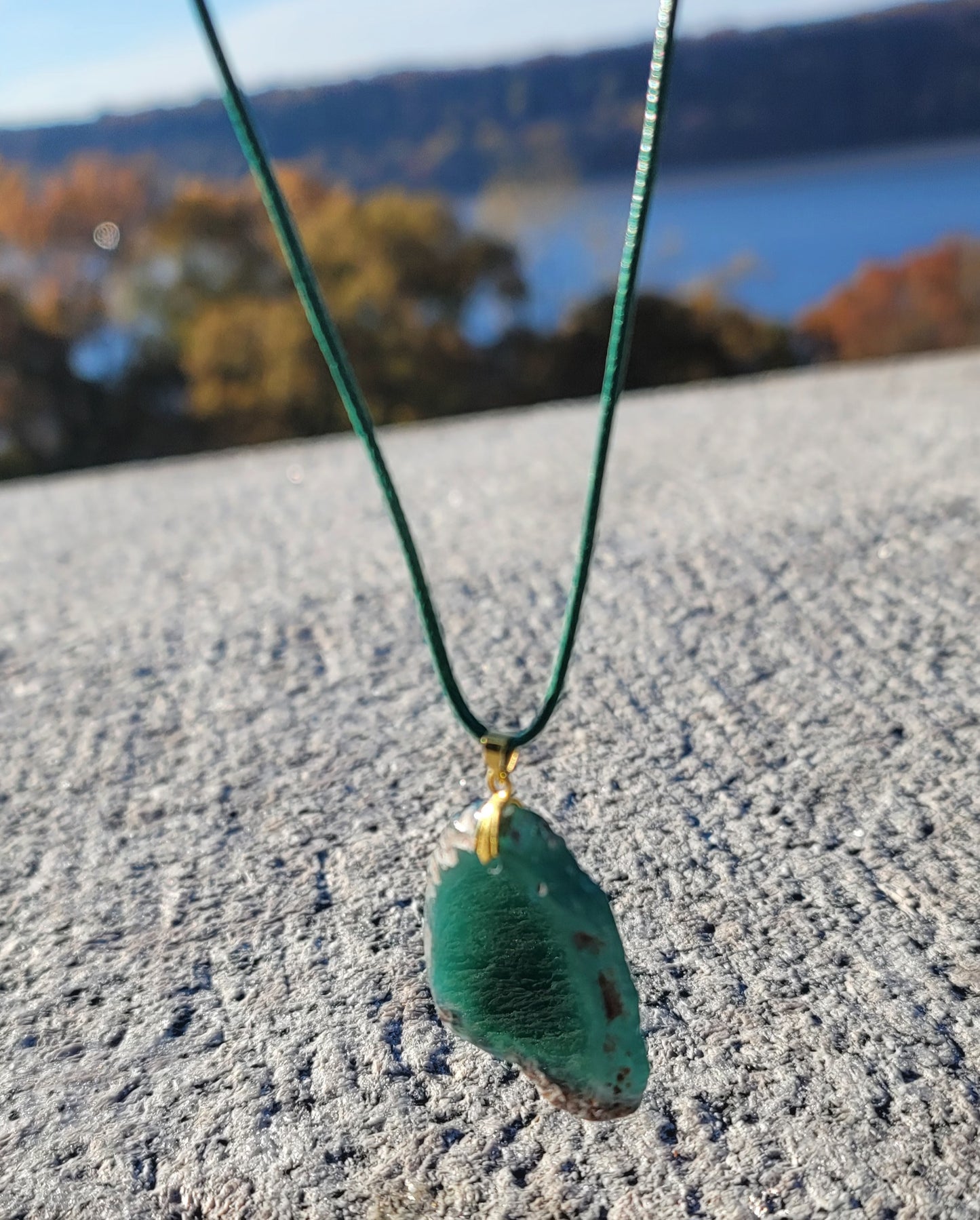 Unique Green Agate Pendant necklace