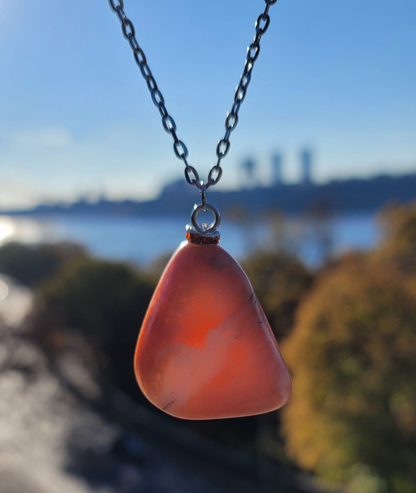 THIS ROSE/PINK/WHITE AVENTURINE PENDANT ILLUSTRATES THE BEAUTY OF MOTHER NATURE.