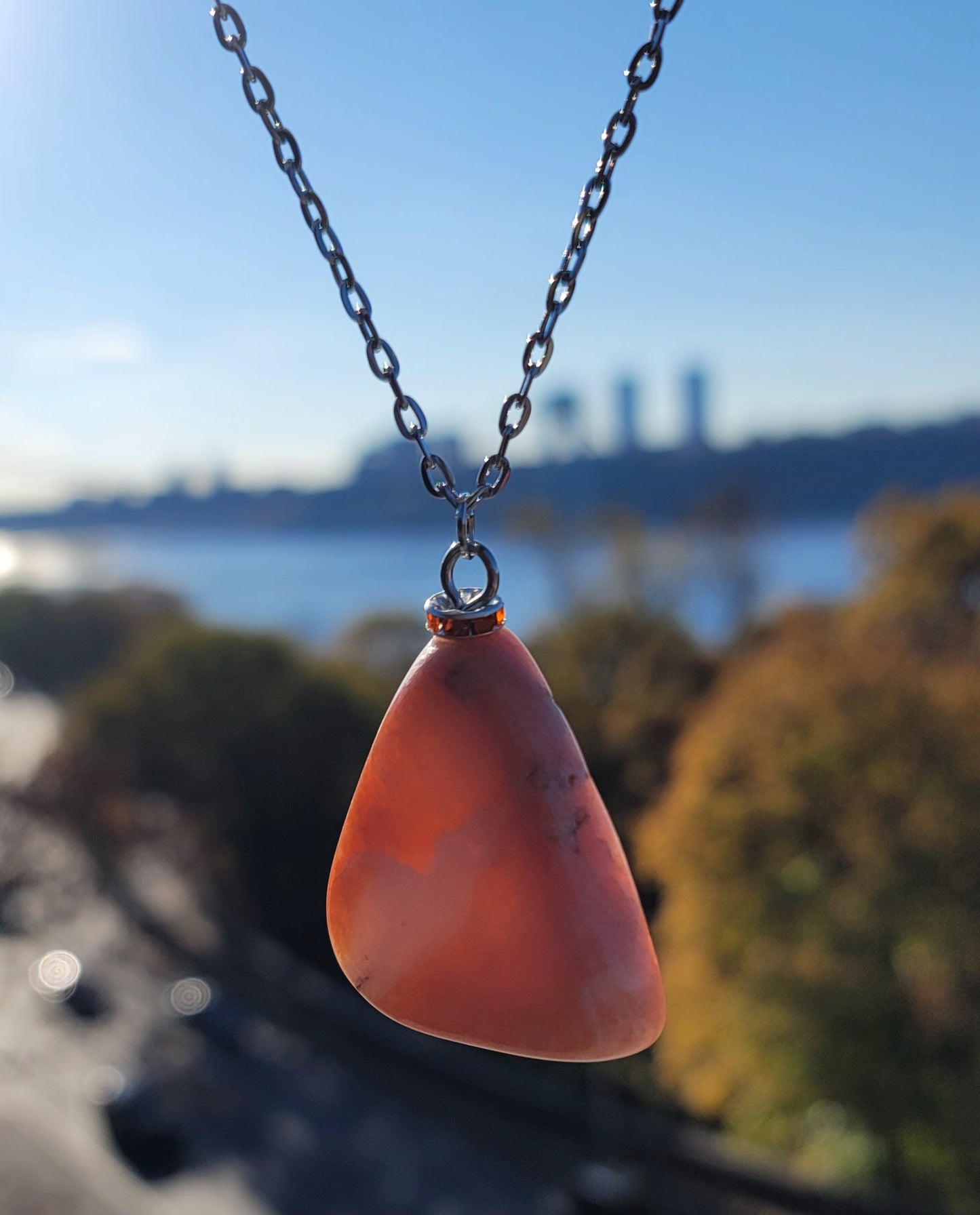 THIS ROSE/PINK/WHITE AVENTURINE PENDANT ILLUSTRATES THE BEAUTY OF MOTHER NATURE.