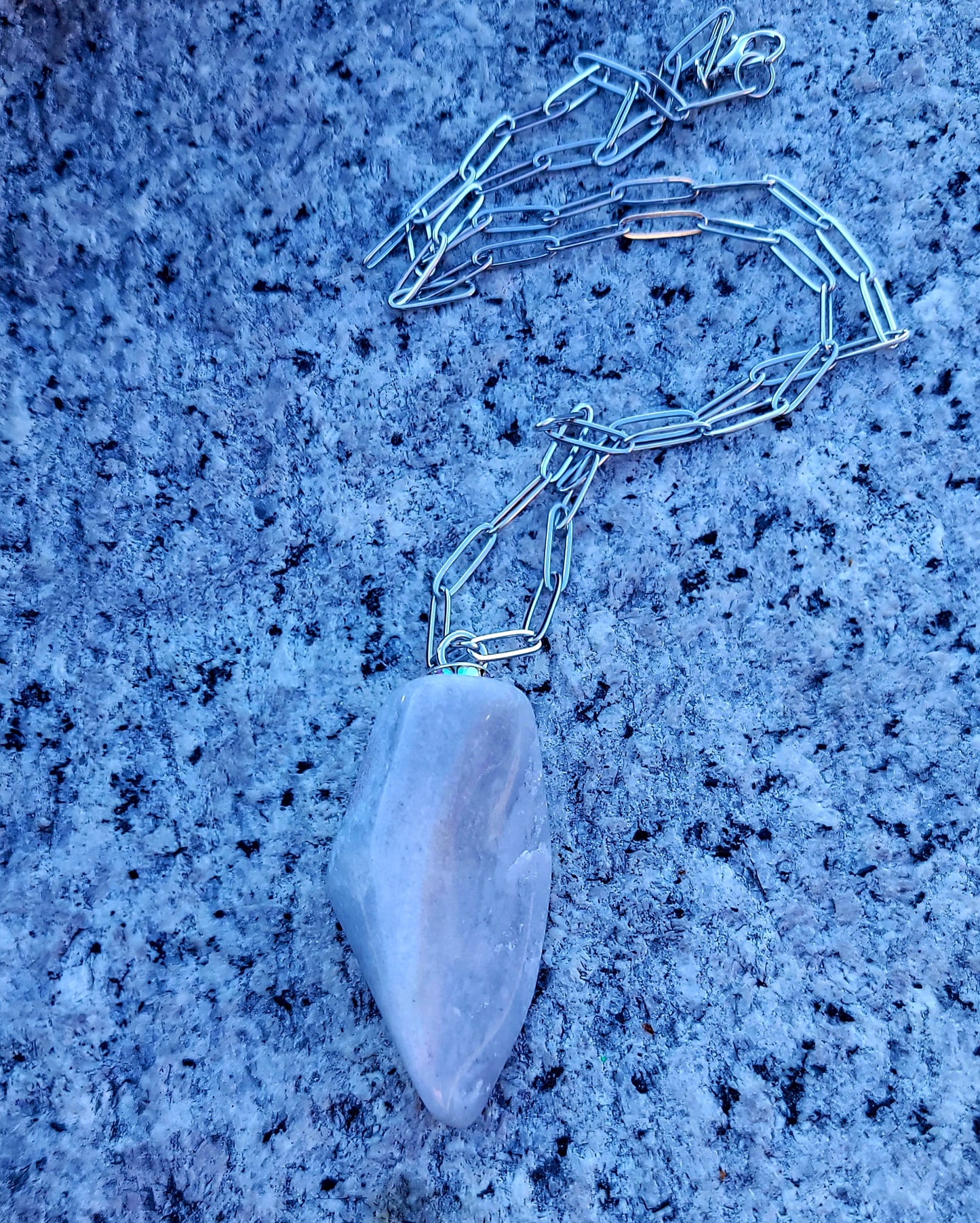 BIG AND BOLD LIGHT GREY QUARTZITE PENDANT!