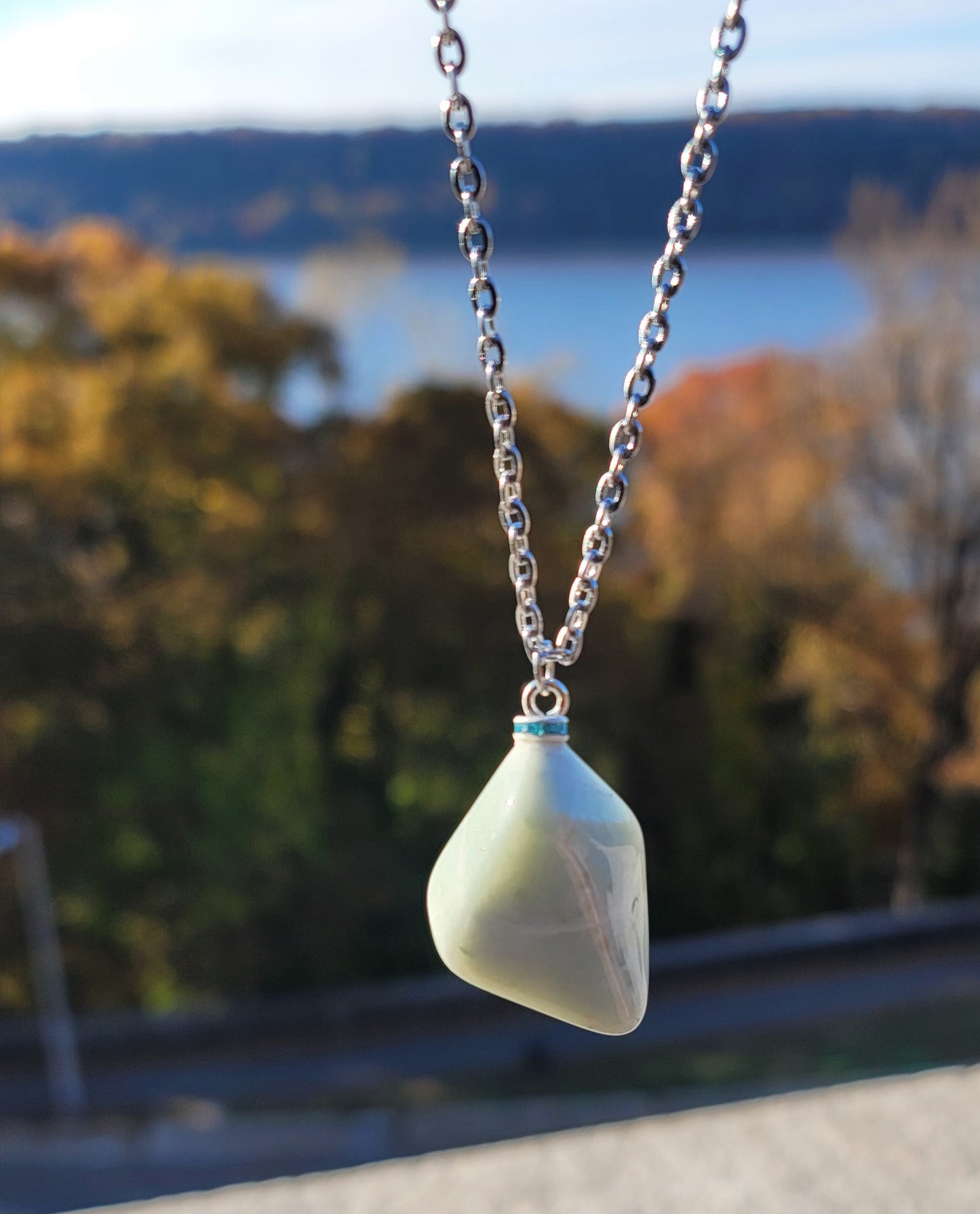 This Green Calcite Necklace Pendant is a unique and beautiful find. Treat yourself this holiday season or beyond. Also, great as a gift for mom, dad, brother, sister or friend. Give them something to cherish.