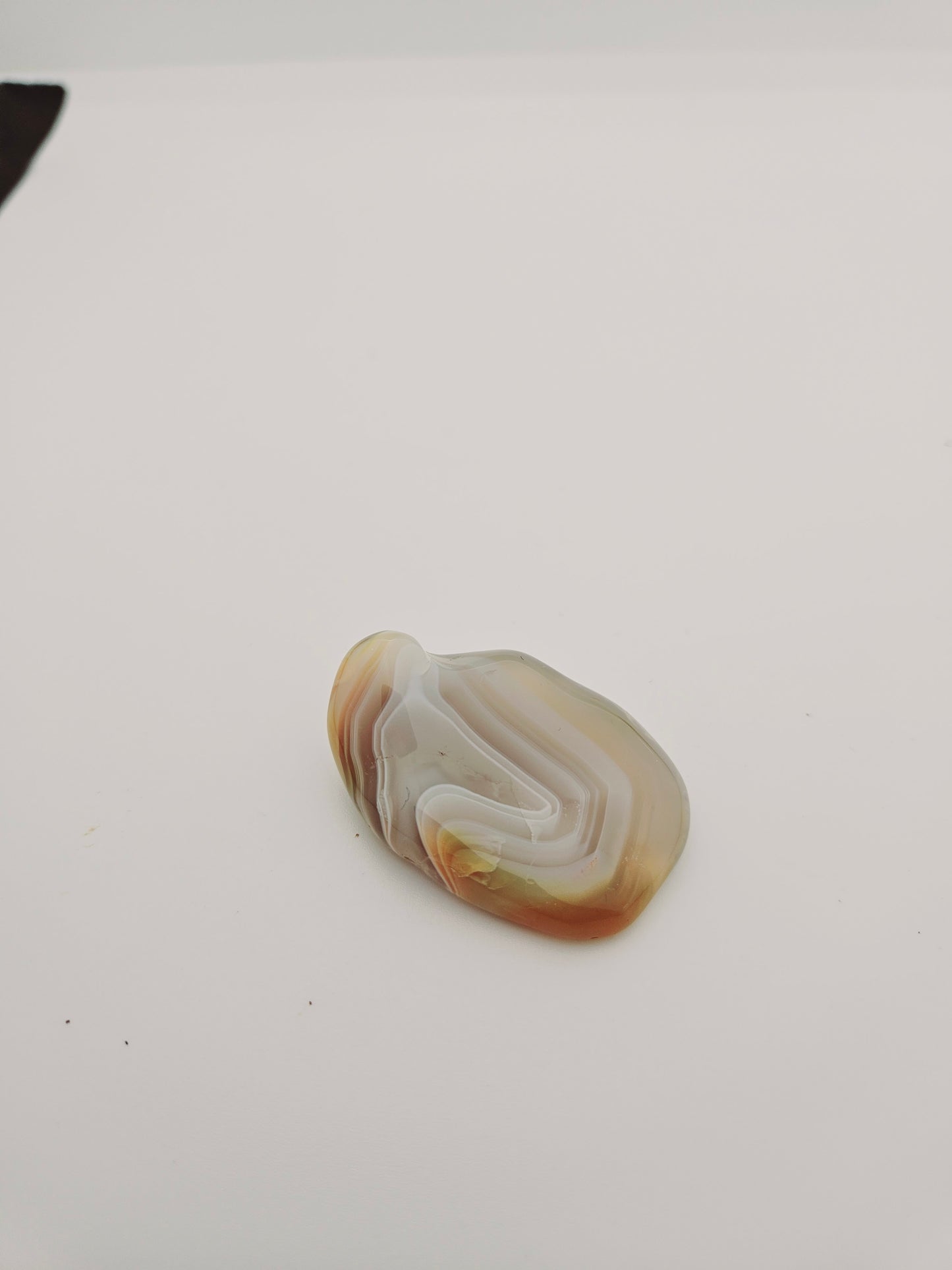 Lace Agate Palm Stone with unique shape that is designed to keep you calm and relax. Ideal to help with nervousness or just to relax or meditate. Give as a thoughtful gift, today.