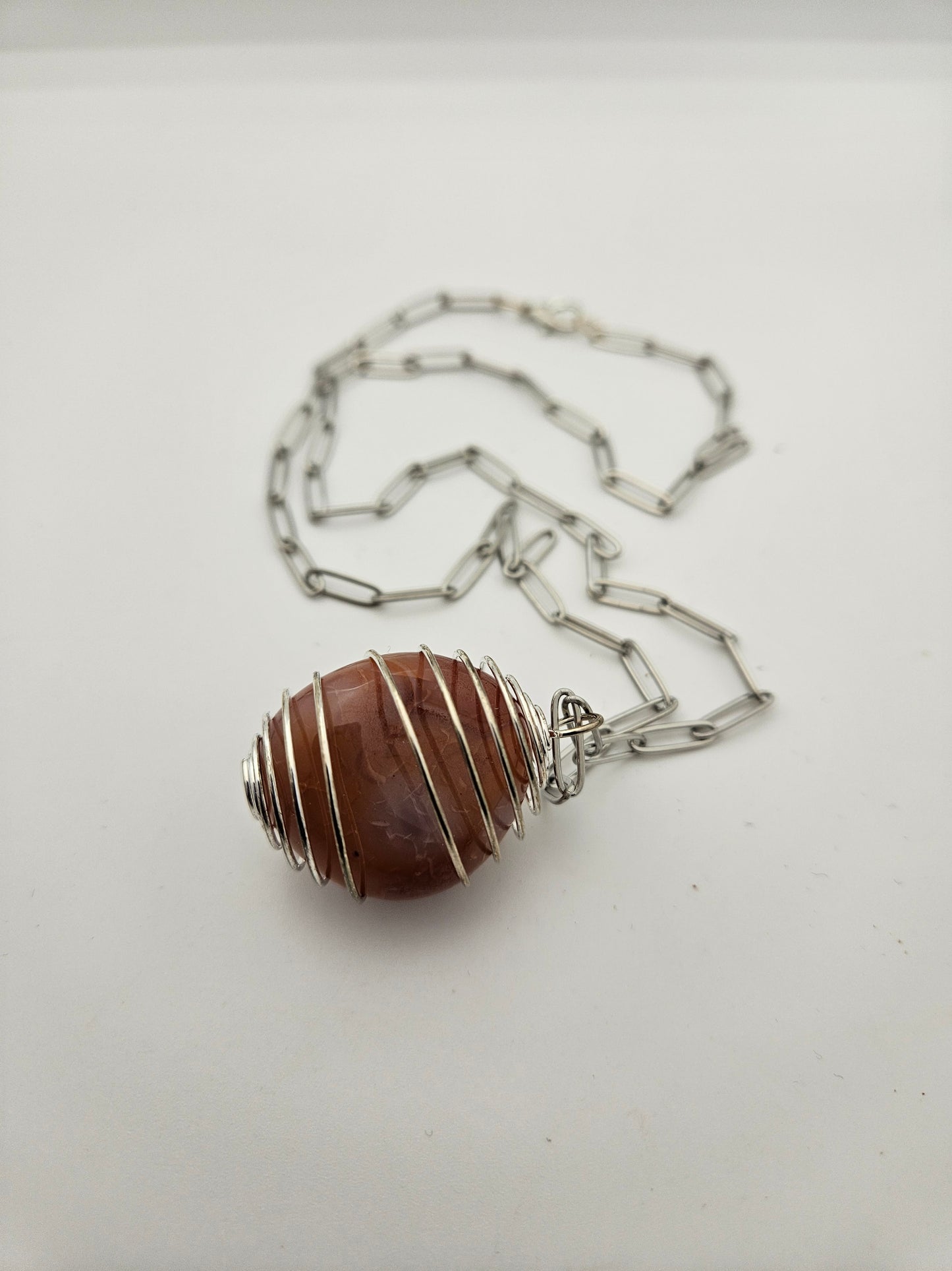 CARNELIAN AGATE SPIRAL CAGE PENDANT