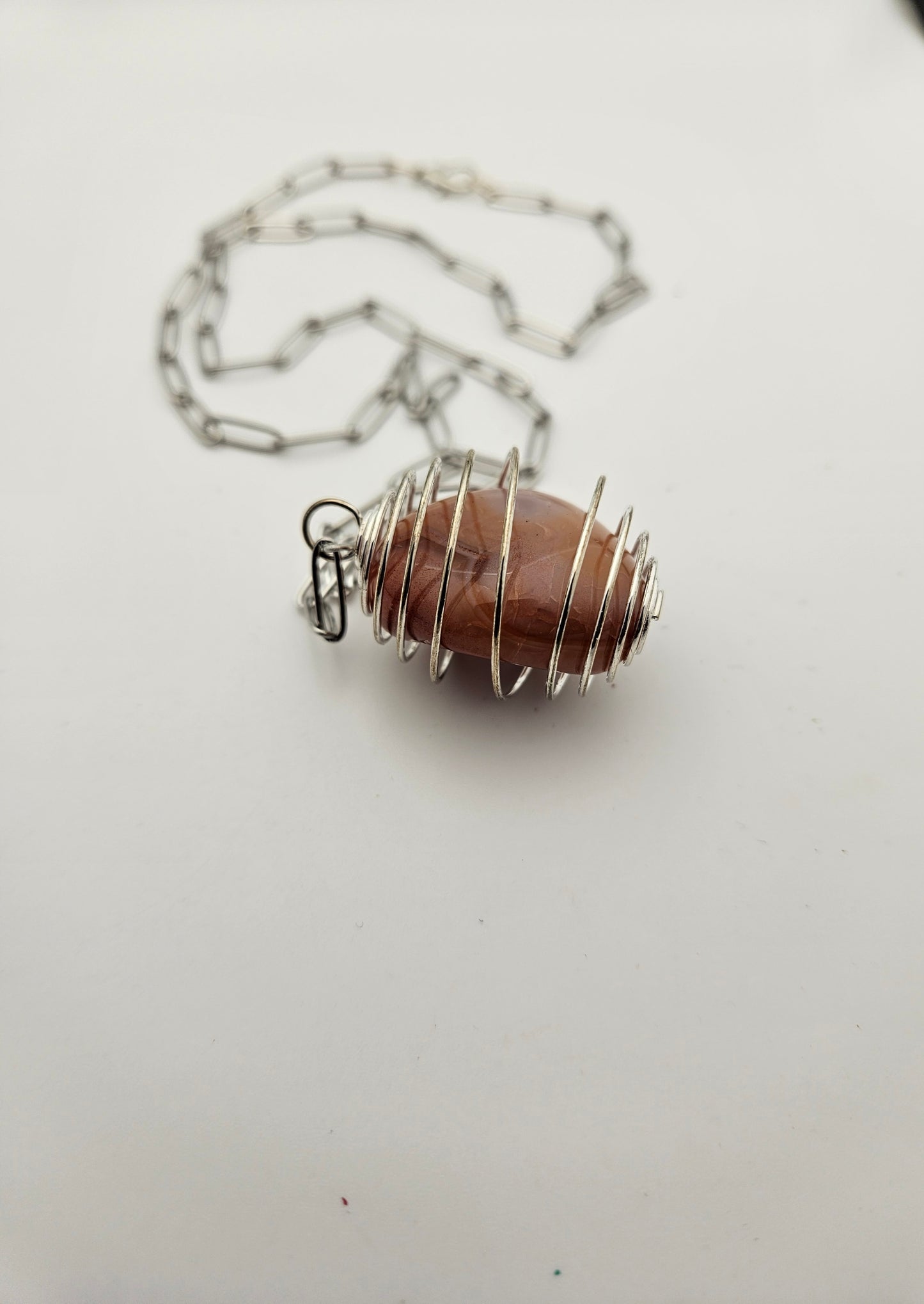 CARNELIAN AGATE SPIRAL CAGE PENDANT