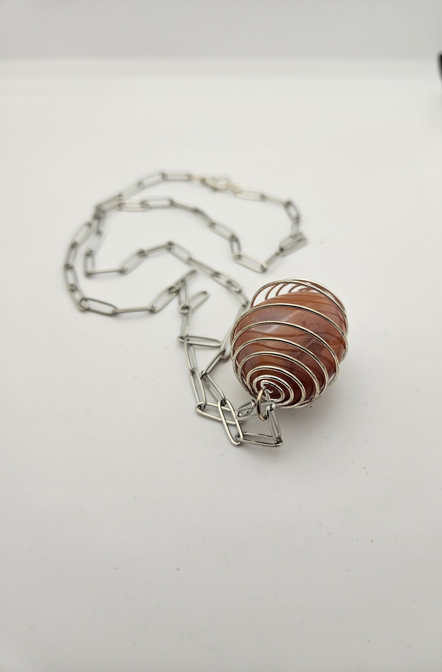 CARNELIAN AGATE SPIRAL CAGE PENDANT