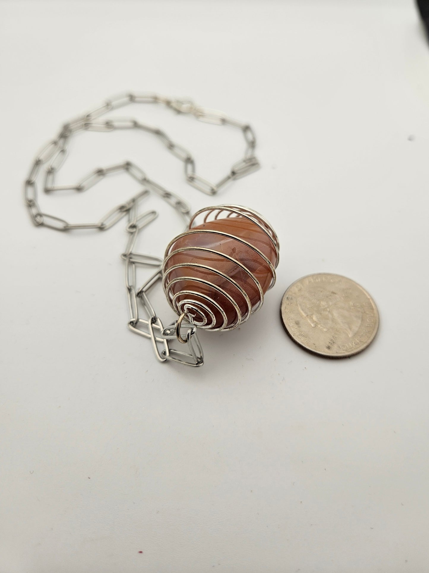 CARNELIAN AGATE SPIRAL CAGE PENDANT