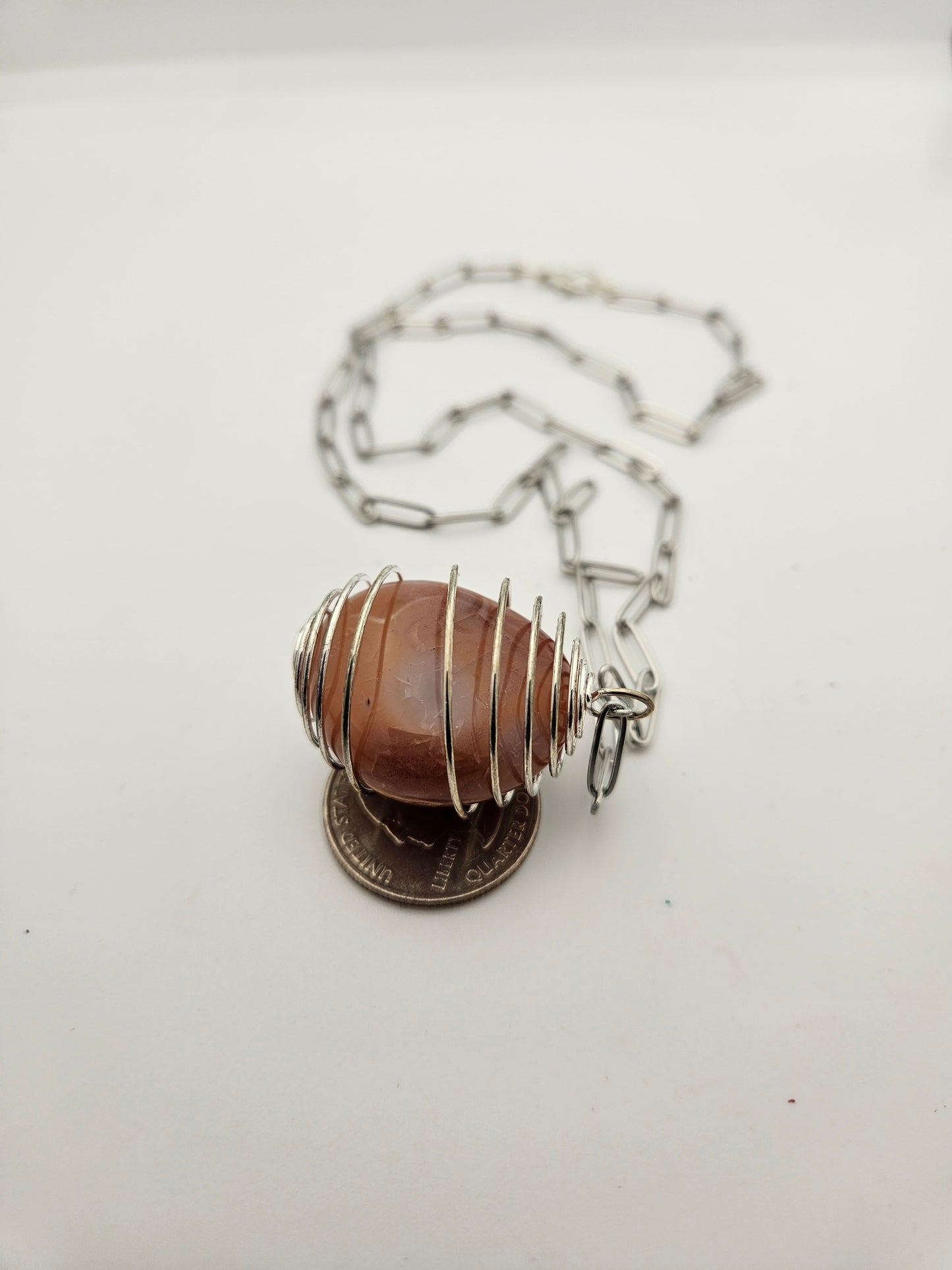 CARNELIAN AGATE SPIRAL CAGE PENDANT