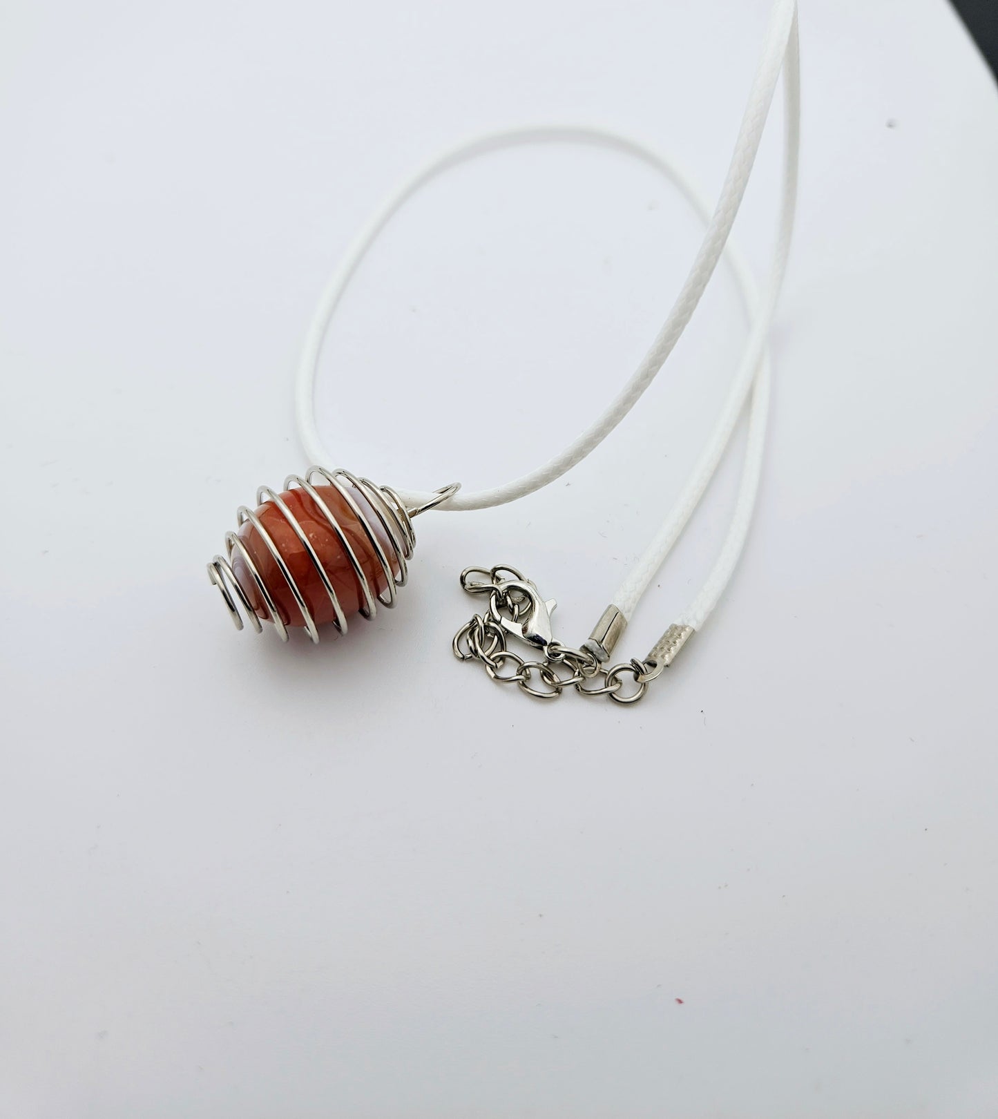 VERY UNIQUE WHITE AND RED CARNELIAN AGATE PENDANT