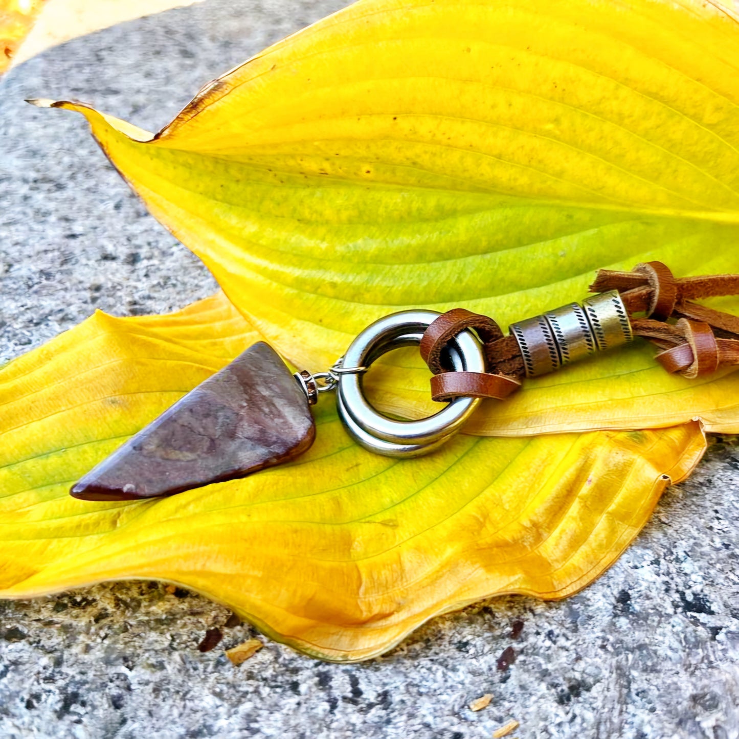 BOLD DESERT JASPER PENDANT NECKLACE.