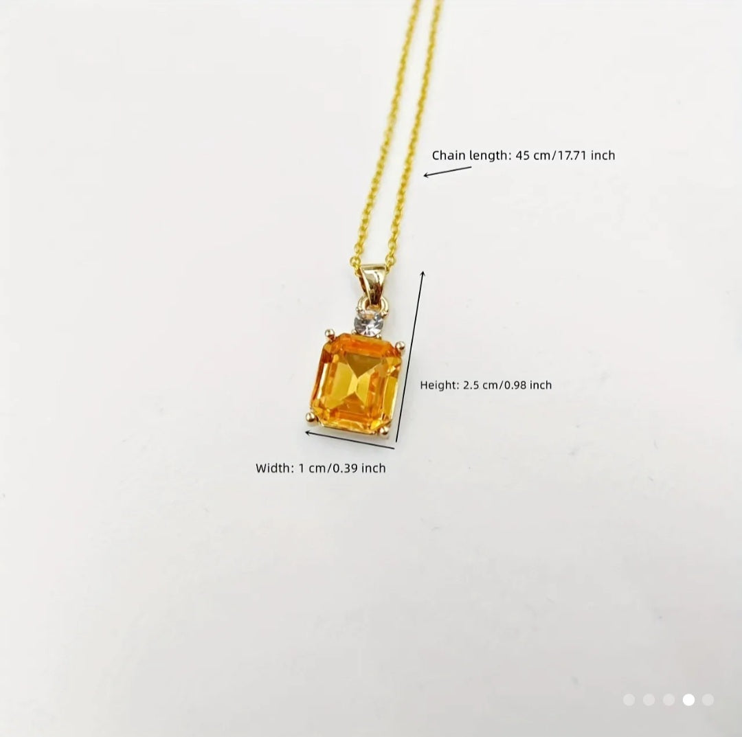 YELLOW ZIRCON CLAVICLE CHAIN NECKLACE