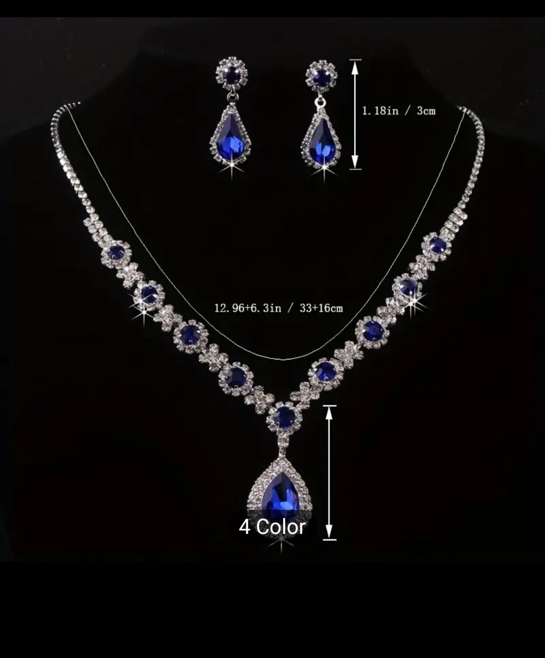 SPARKLINGLY ELEGANT RHINESTONE NECKLACE AND EARRING SET.