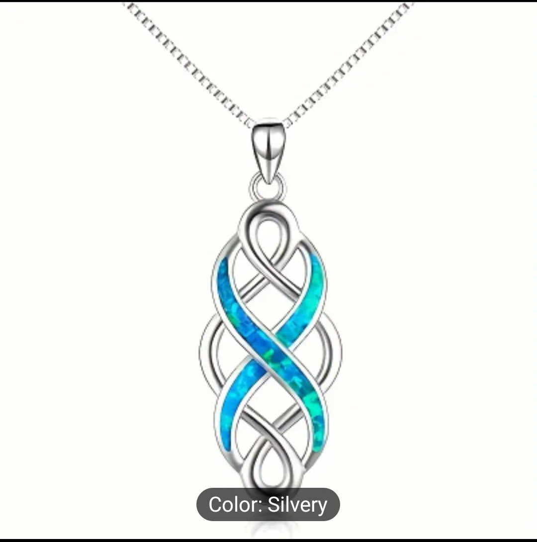 ABSOLUTELY STUNNING CELTIC KNOT OPAL PENDANT NECKLACE.