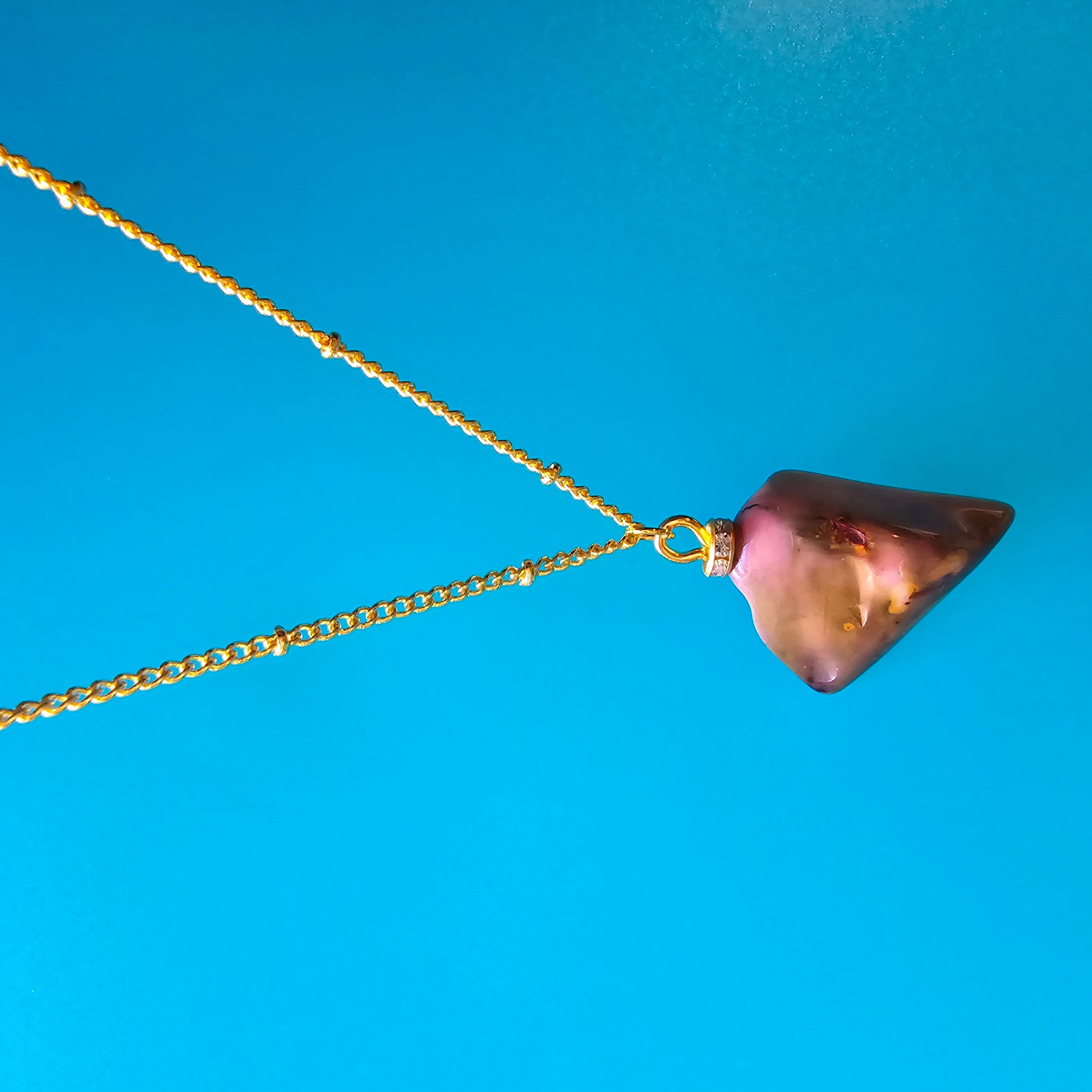 Beautiful Desert Jasper Pendant, trimmed with gold-plated findings and unique gold-plated 20" chain.